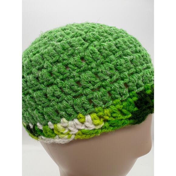 Green Metallic Knit Wove Beanie Hat Acrylic Winter Boho Colorful Ninja Turles XS - Picture 2 of 8
